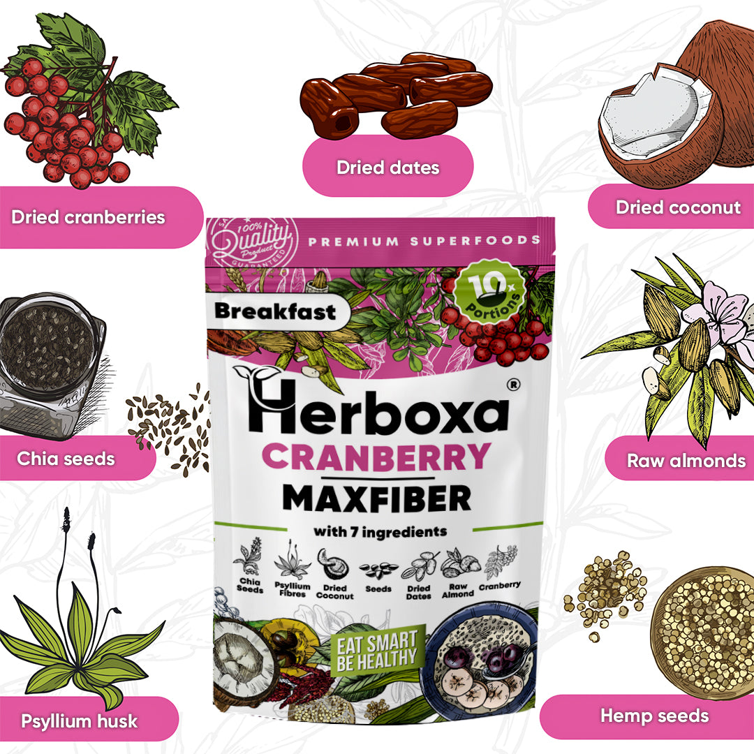 Herboxa® Cranberry Maxfiber: la colazione sana, ricca di fibre e pronta in 5 minuti